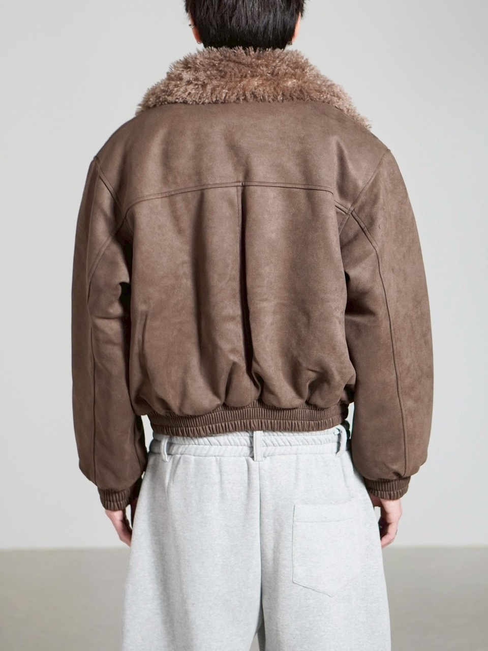 受注制【Chikashitsu +】boa collar suede padding blouson / 【チカシツプラス】ボア襟スエードパディングブルゾン (2color)