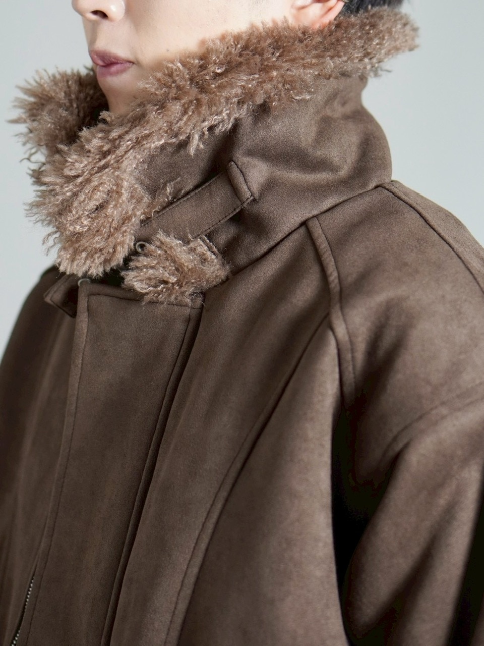 受注制【Chikashitsu +】boa collar suede padding blouson / 【チカシツプラス】ボア襟スエードパディングブルゾン (2color)