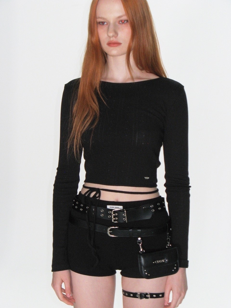 ★CRANK★EYELET STRING CROP TOP_BLACK★正規品/韓国直送料込 CRANK】EYELET STRING CROP TOP | OUR BRAND,CRANK | PRESSING