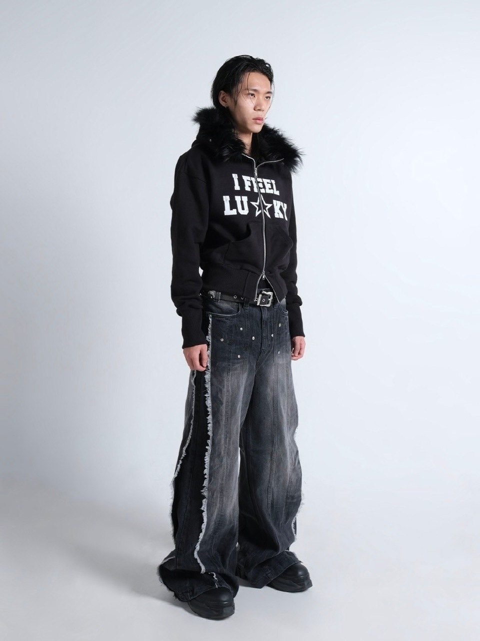 7/21再入荷【IFEELLUCKY】Lucky fur hood zip up / 【アイ