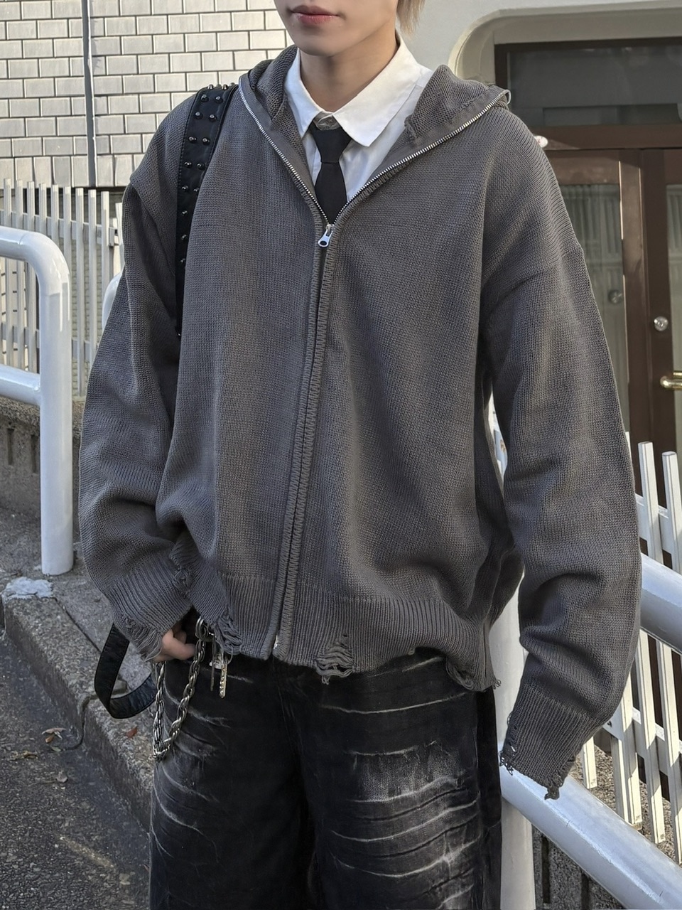 大阪店WEB限定受注制【Chikashitsu +】full zip up knit hoodie