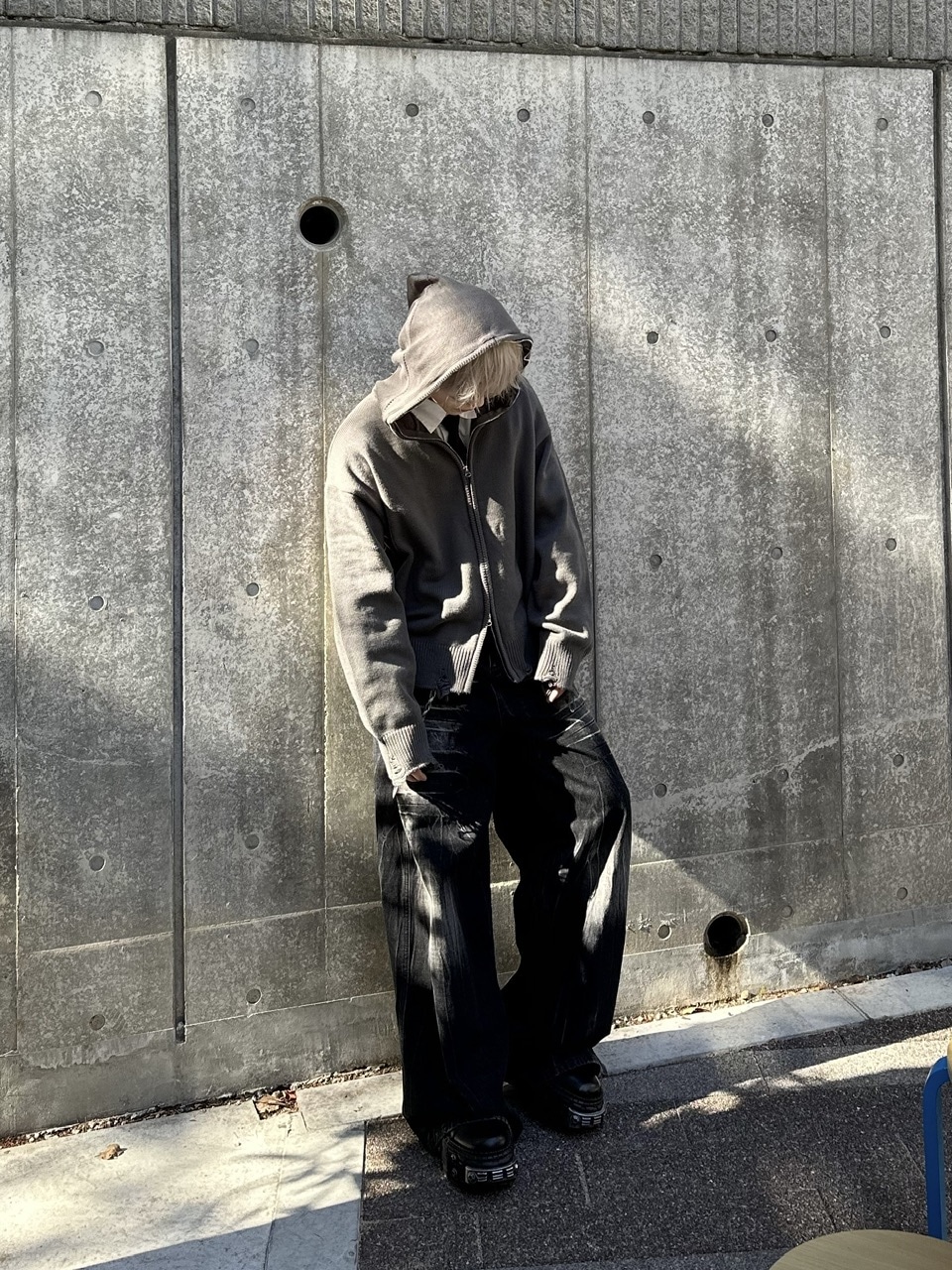 大阪店WEB限定受注制【Chikashitsu +】full zip up knit hoodie