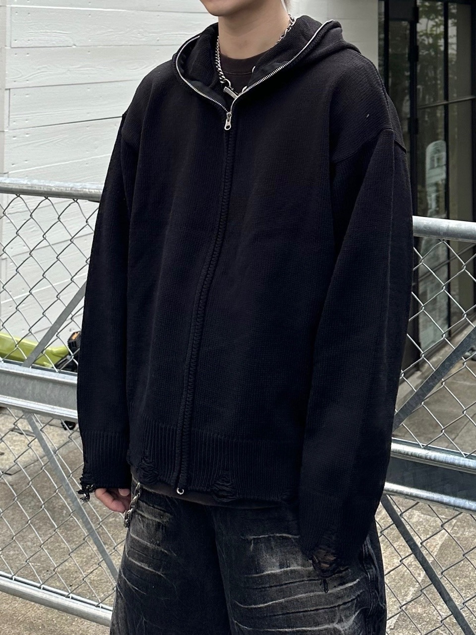大阪店WEB限定受注制【Chikashitsu +】full zip up knit hoodie