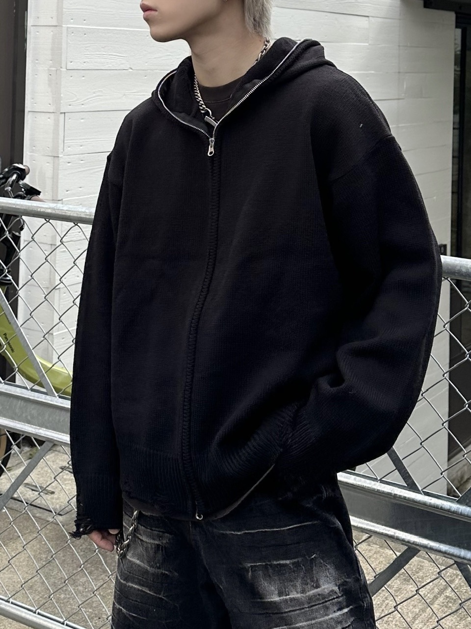 大阪店WEB限定受注制【Chikashitsu +】full zip up knit hoodie