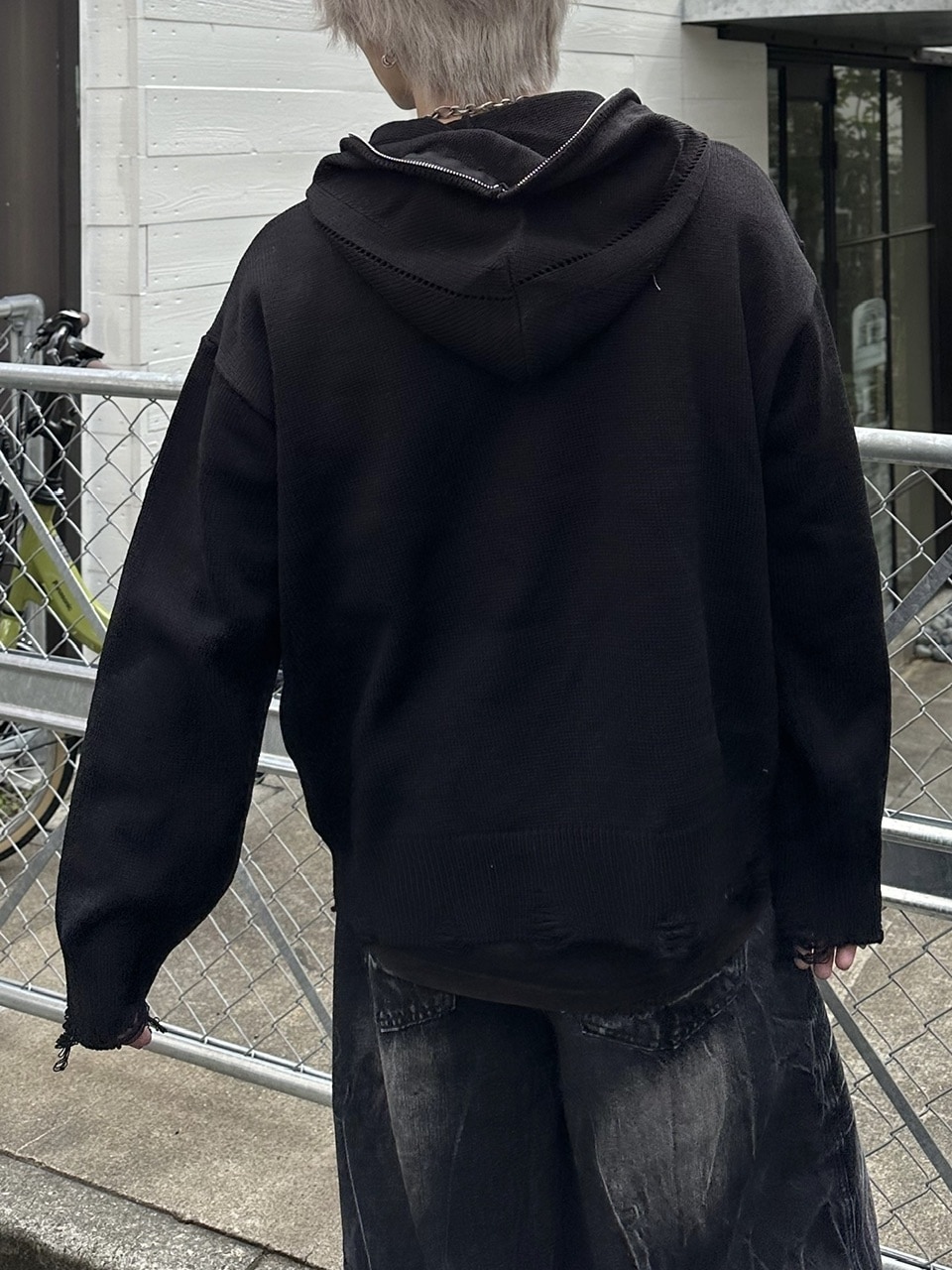 トップス CHIKASHITSU PLUS double zip hoodie CHIKASHITSU PLUS HIGH】cropped dirty wash double zip hoodie