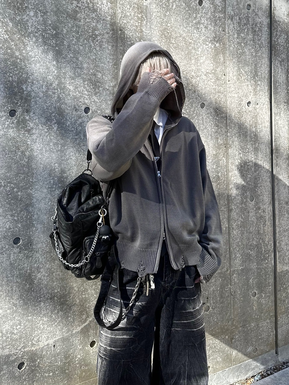 大阪店WEB限定受注制【Chikashitsu +】full zip up knit hoodie (3color)