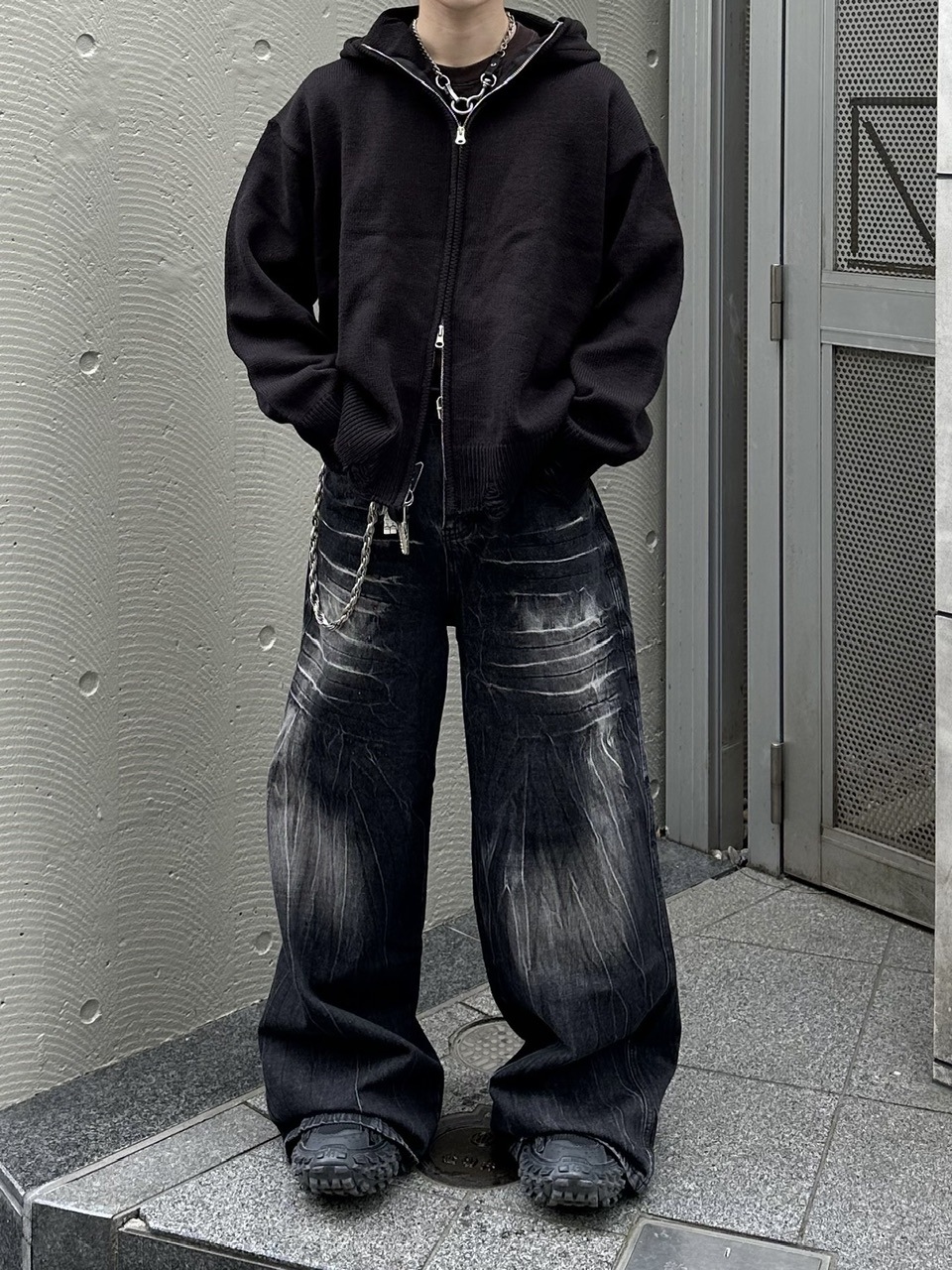 大阪店WEB限定受注制【Chikashitsu +】full zip up knit hoodie (3color)