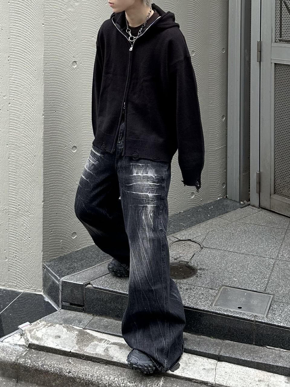 大阪店WEB限定受注制【Chikashitsu +】full zip up knit hoodie (3color)