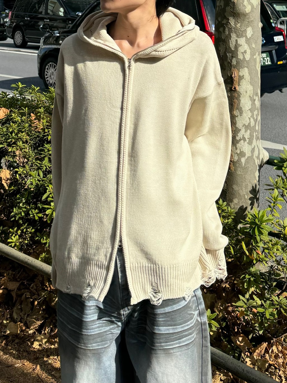 大阪店WEB限定受注制【Chikashitsu +】full zip up knit hoodie