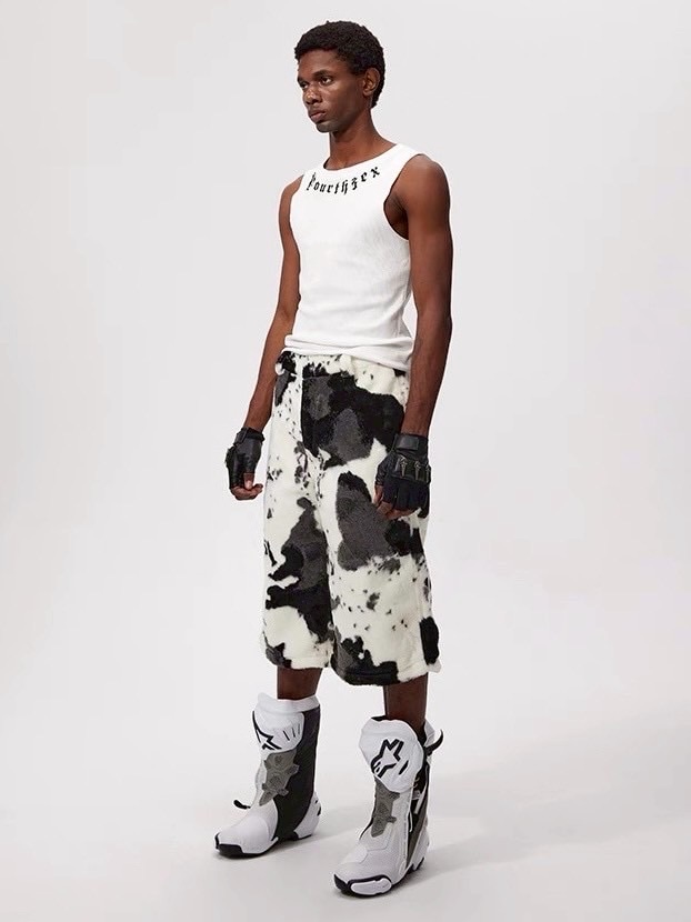 【Fourth3ex】Summer Eco-Faux Fur Cow Print Shorts / 【フォースセックス】エコファーカウプリントハーフパンツ