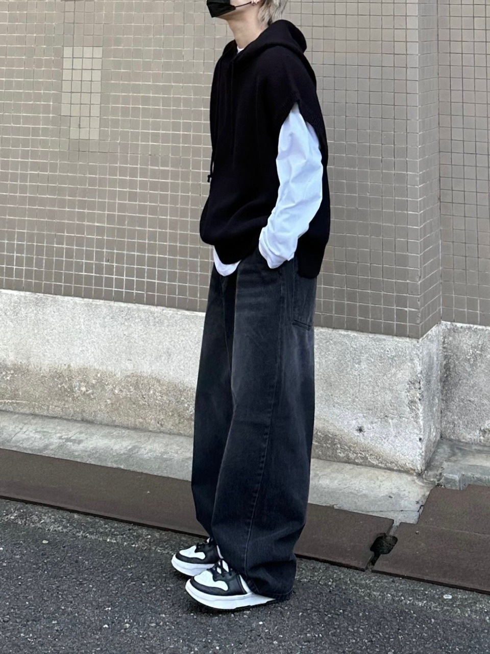 受注制【Chikashitsu +】oversized denim pants (2color)