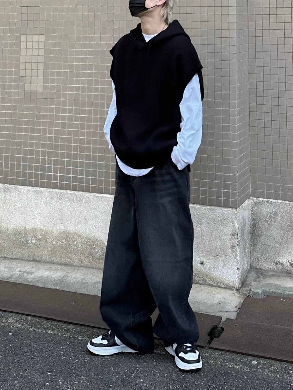 受注制【Chikashitsu +】oversized denim pants (2color)