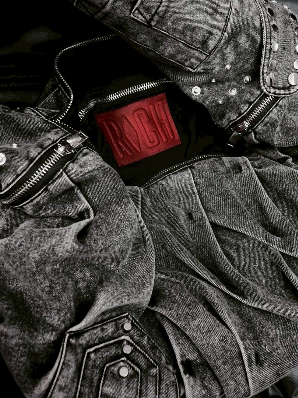 RICH】Crinkle Denim Stone Washed Bag / 【リッチ】ストーン