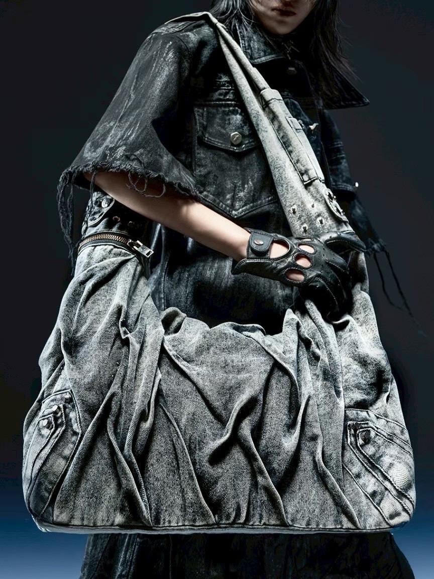 RICH】Crinkle Denim Stone Washed Bag / 【リッチ】ストーン