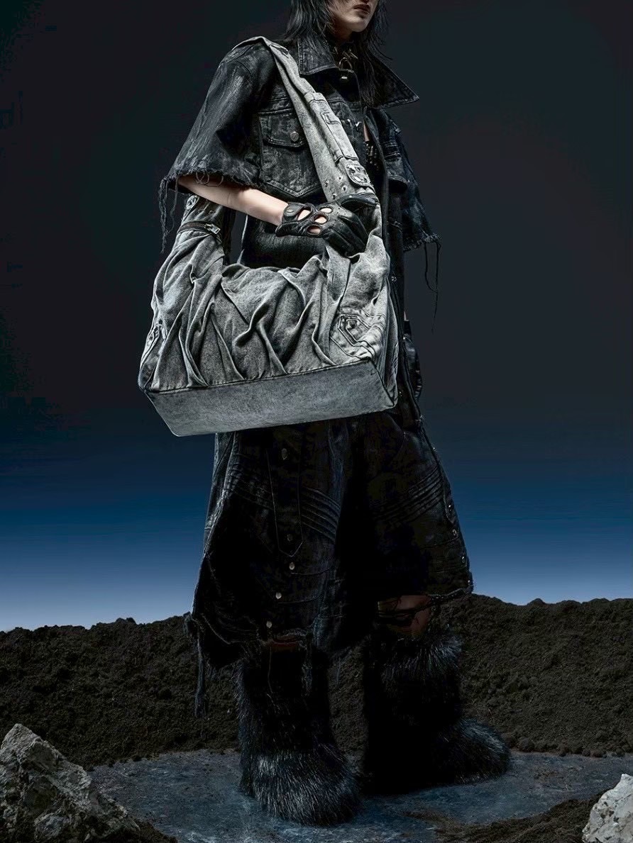 RICH】Crinkle Denim Stone Washed Bag / 【リッチ】ストーン