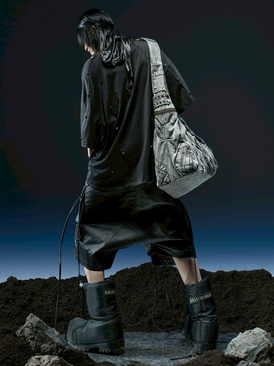 RICH】Crinkle Denim Stone Washed Bag / 【リッチ】ストーン