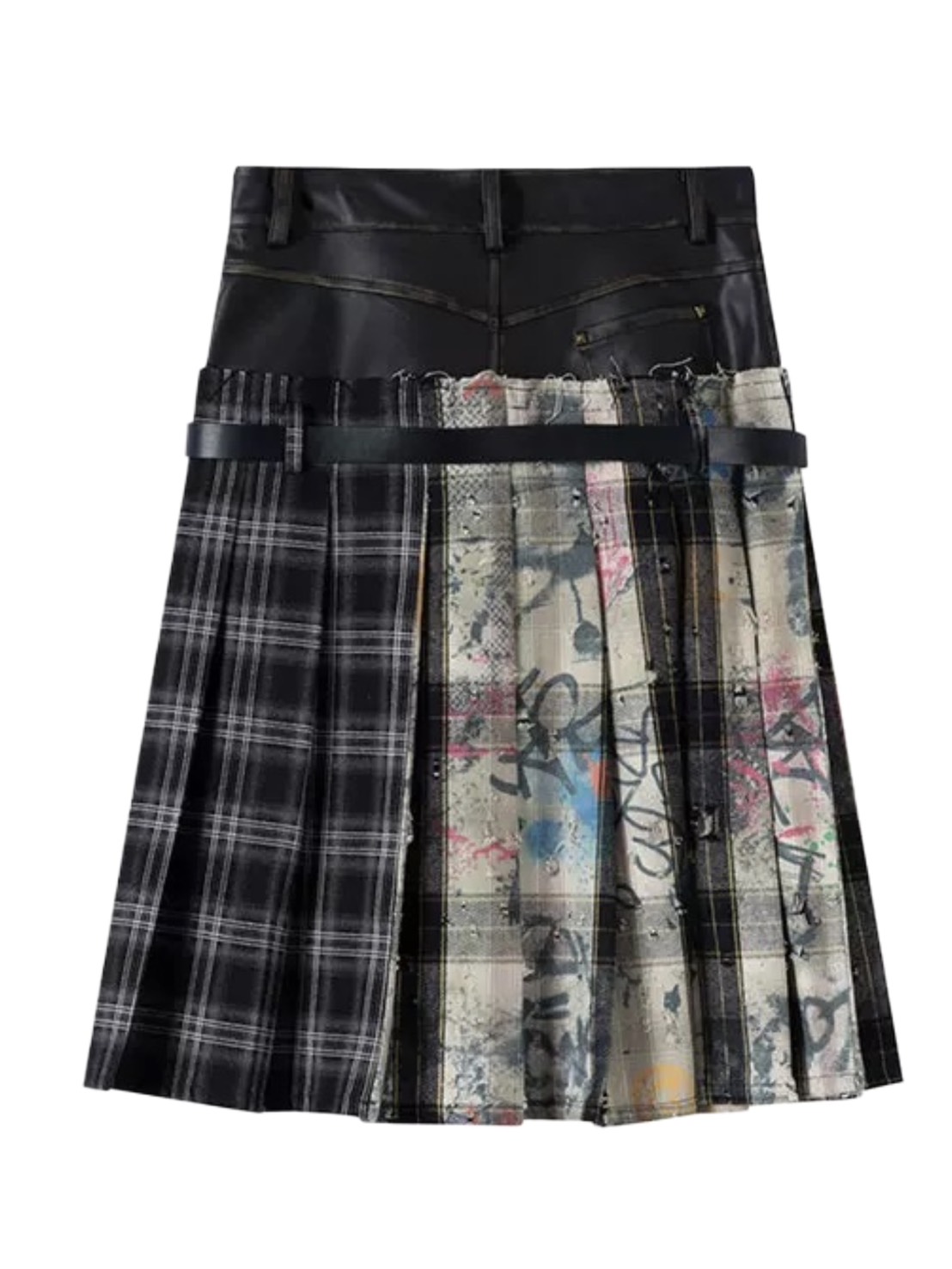 CEST NOUS （セヌー）ミニスカート 中国ブランド ベルト付き y2k Cest Nous】Plaid Pleated Skirt / 【セヌー】レイヤードデザイン