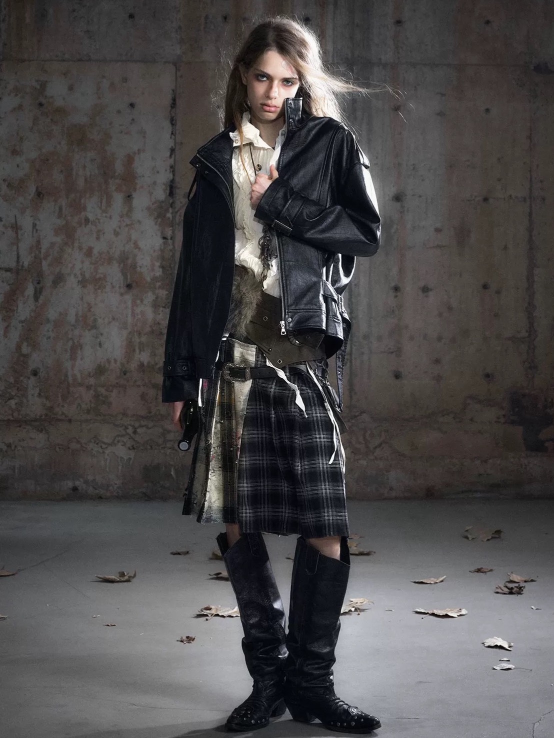 CEST NOUS （セヌー）ミニスカート 中国ブランド ベルト付き y2k Cest Nous】Plaid Pleated Skirt / 【セヌー】レイヤードデザイン