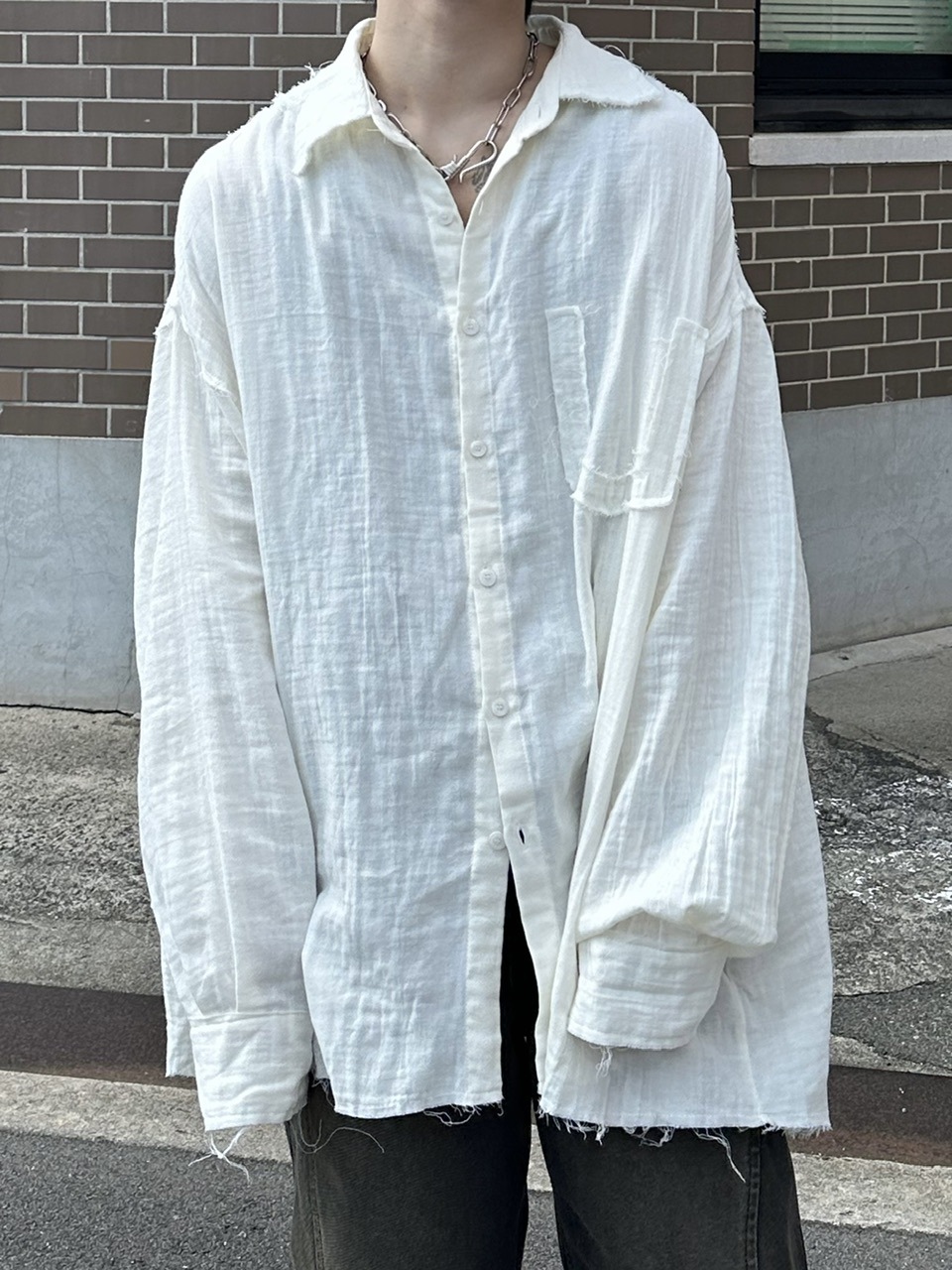 OSAKA / WEB限定受注制【Chikashitsu +】oversized cutting shirt (2color)