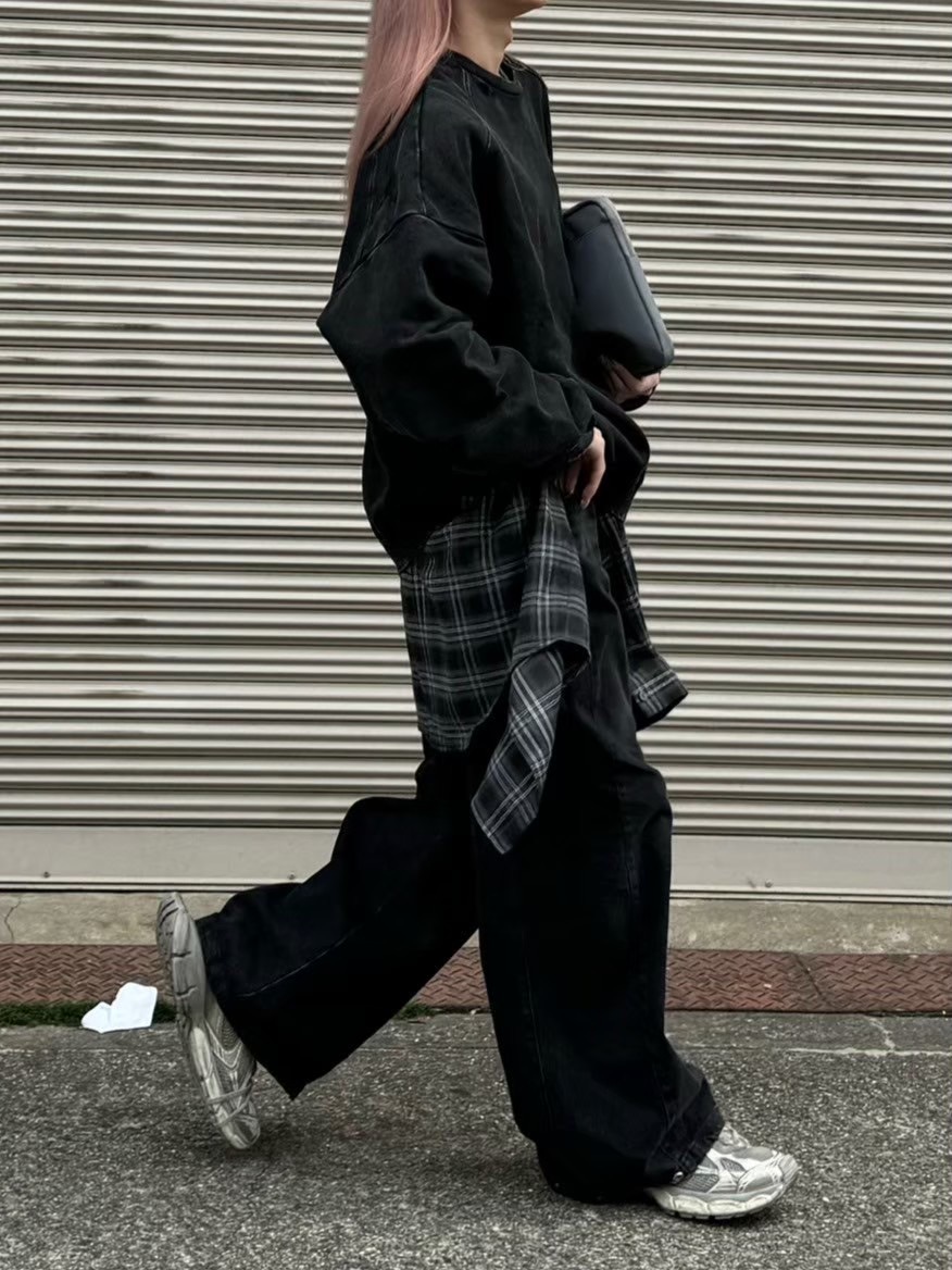 chikashitsu + スウェット　セットアップ　ブラック Chikashitsu +】set up reverse design sweat (2color) | OUR