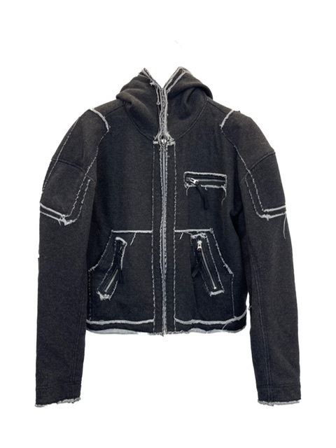BLR BLUER】MULTI POCKET RAW-EDGED SWEAT HOODIE JACKET | OUR BRAND