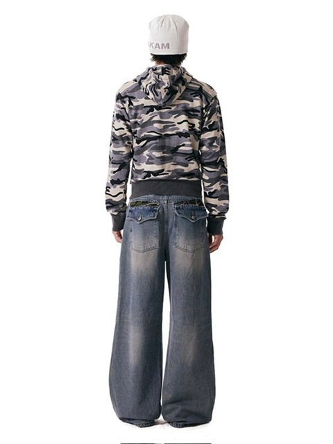 【AAKAM】Contrast Logo Zip-up Hoodie / 【アーカム】コントラストロゴジップアップ長袖パーカー