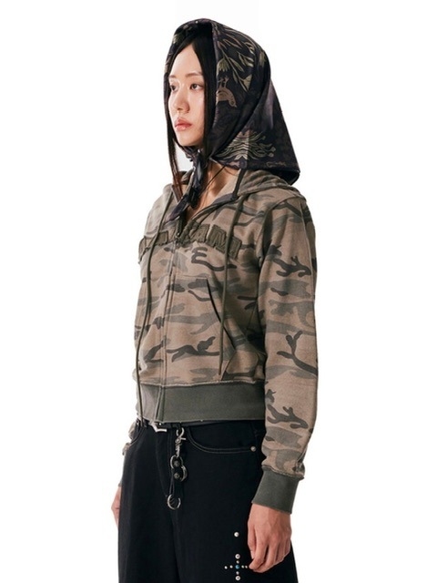 【AAKAM】Contrast Logo Zip-up Hoodie / 【アーカム】コントラストロゴジップアップ長袖パーカー