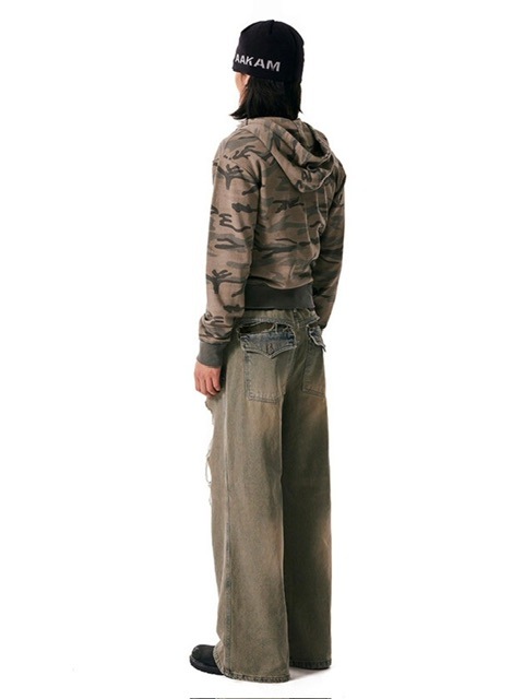 【AAKAM】Contrast Logo Zip-up Hoodie / 【アーカム】コントラストロゴジップアップ長袖パーカー