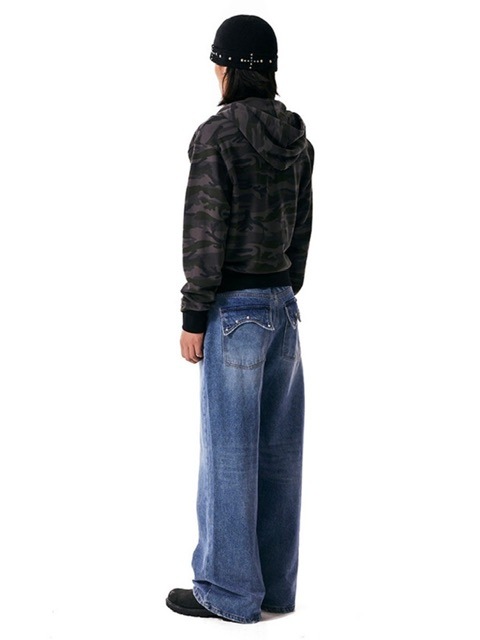 【AAKAM】Contrast Logo Zip-up Hoodie / 【アーカム】コントラストロゴジップアップ長袖パーカー