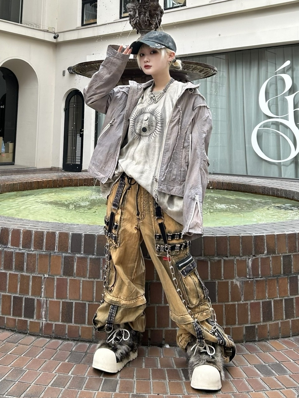 受注制【Never mind the XU】garment washing print long sleeve