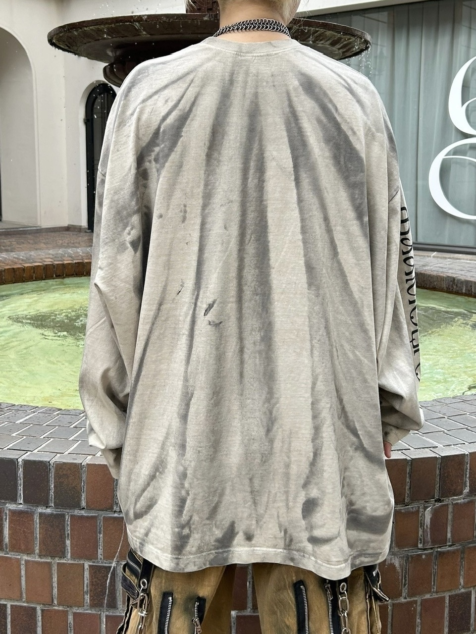 受注制【Never mind the XU】garment washing print long sleeve