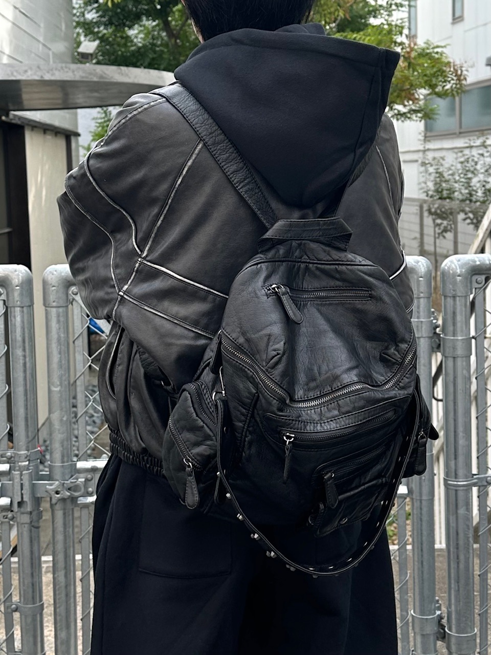 大阪店WEB限定受注制【Chikashitsu +】leather studs backpack | OUR