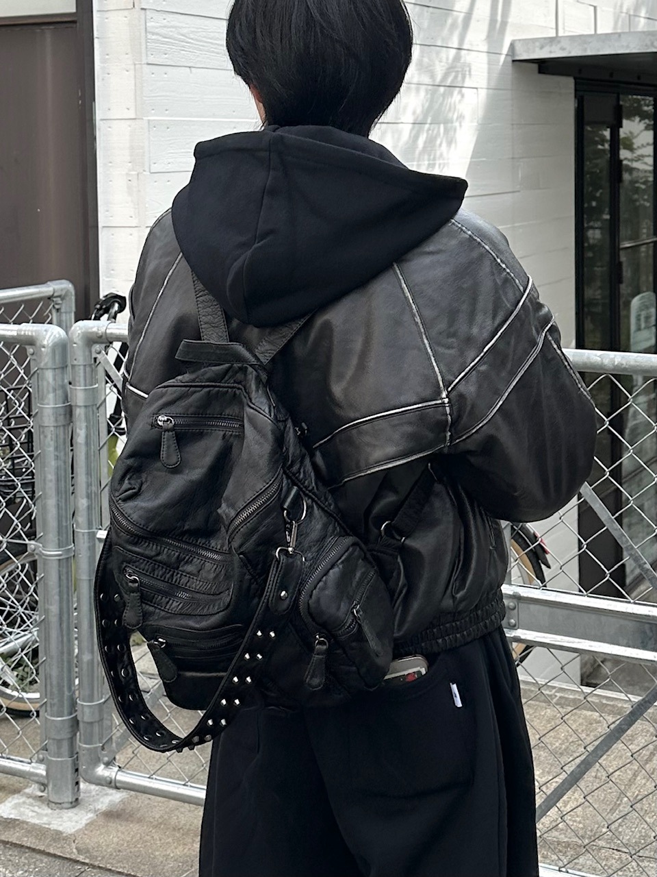 大阪店WEB限定受注制【Chikashitsu +】leather studs backpack | OUR