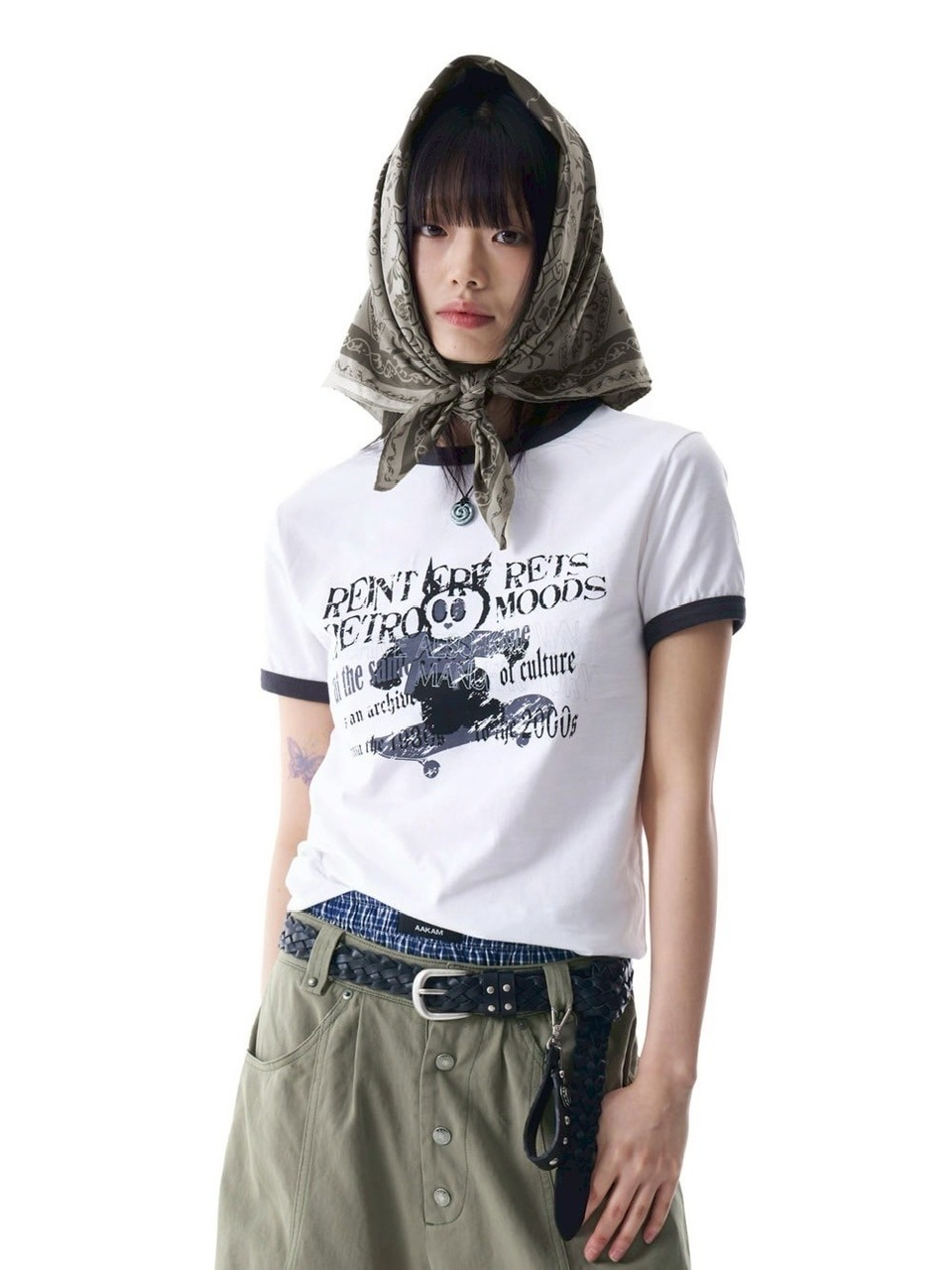 AAKAM】Cracked Letter Ringer Top | OUR BRAND,AAKAM