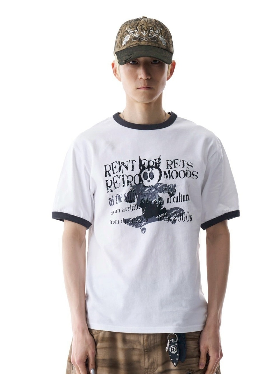 AAKAM】Cracked Letter Ringer Top | OUR BRAND,AAKAM