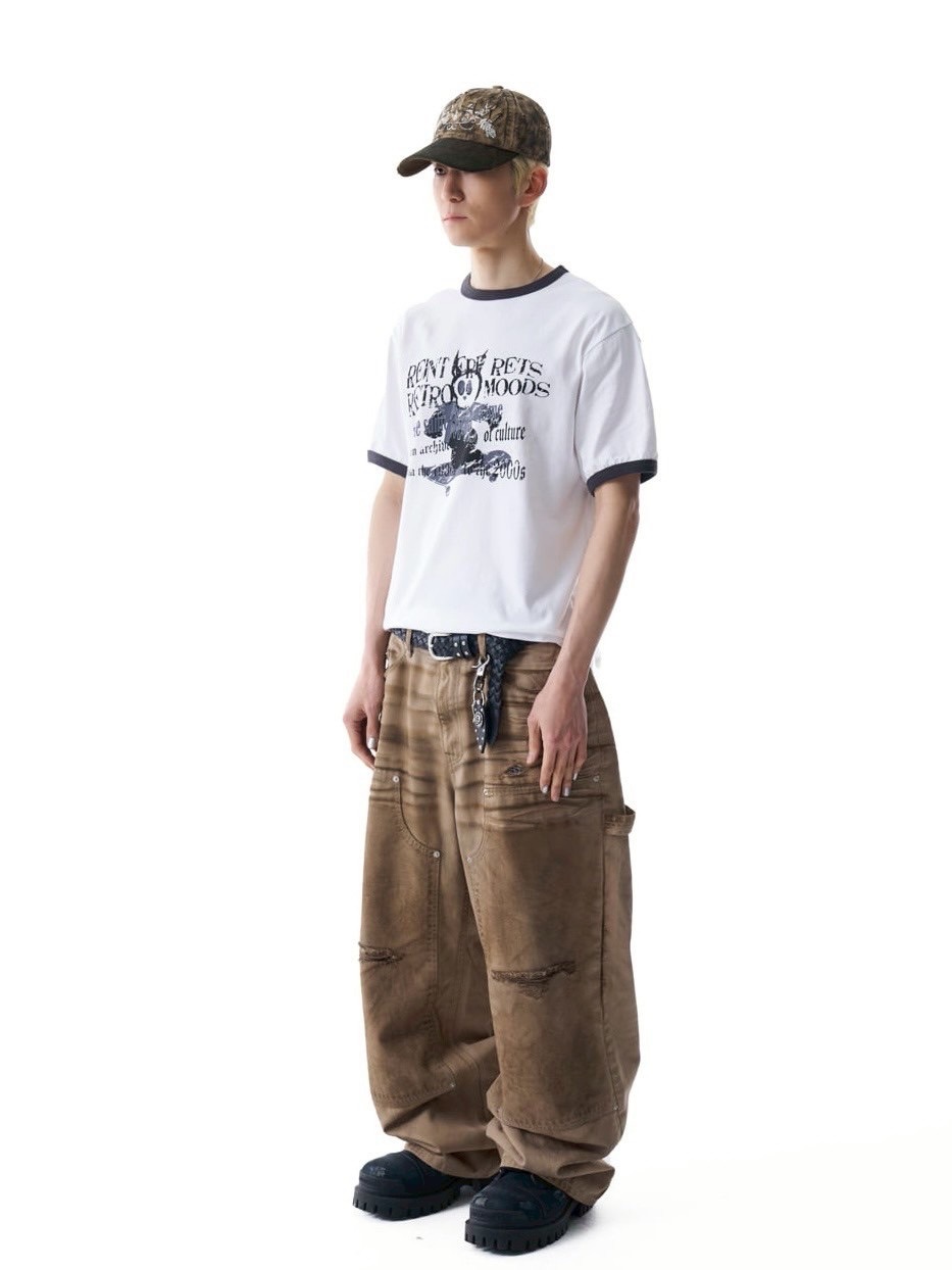【AAKAM】Cracked Letter Ringer Top ★男女兼用★追跡付 AAKAM】Cracked Letter Ringer Top | OUR BRAND,AAKAM
