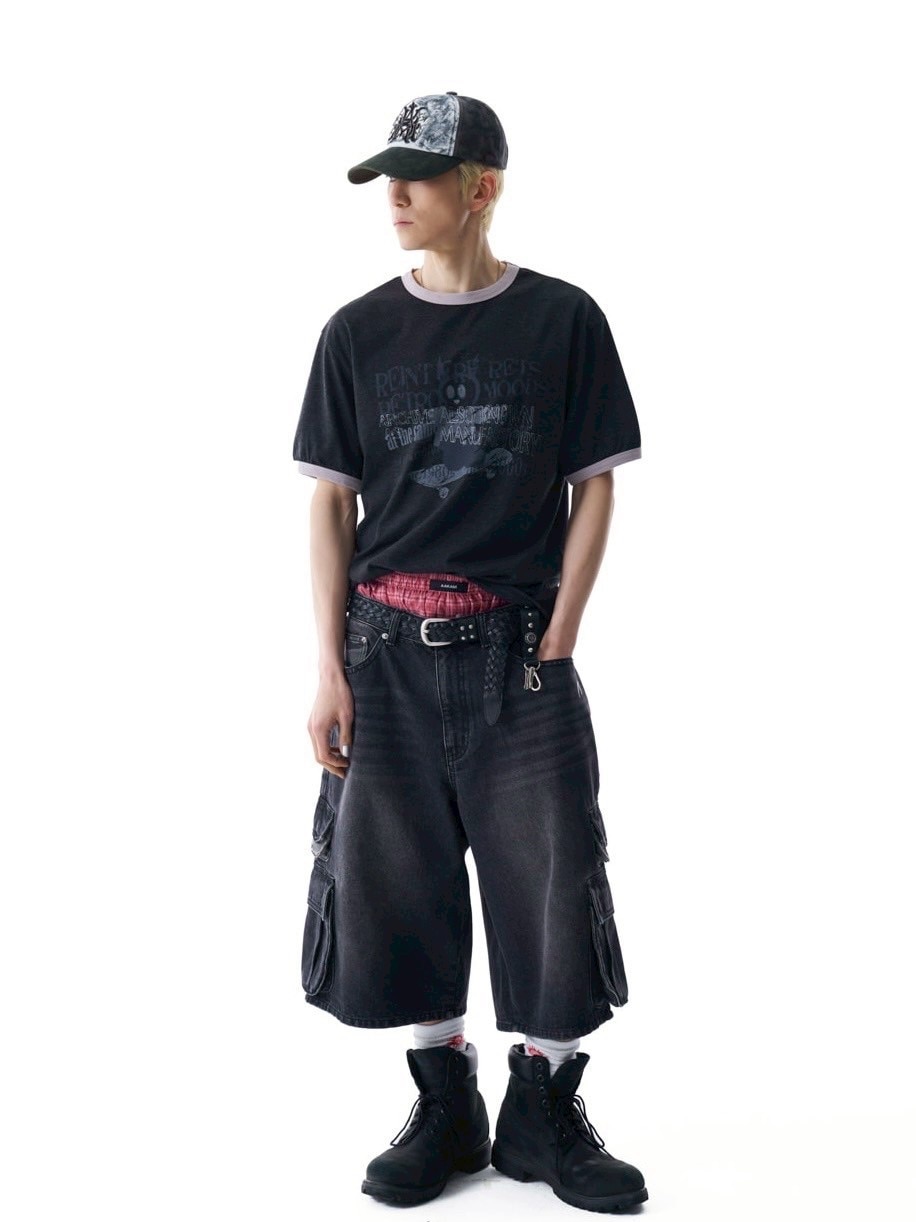 【AAKAM】Cracked Letter Ringer Top ★男女兼用★追跡付 AAKAM】Cracked Letter Ringer Top | OUR BRAND,AAKAM