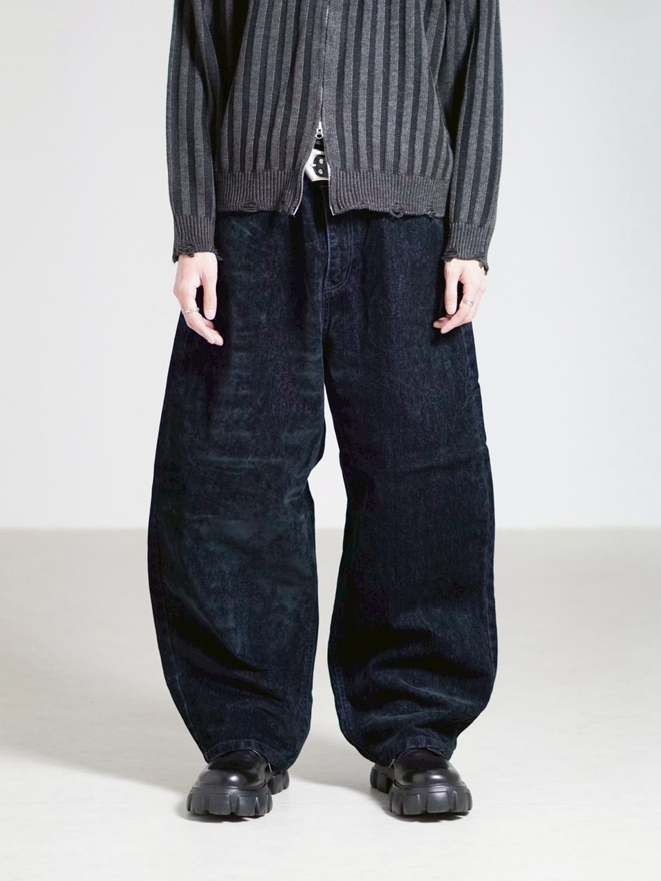 こ BELVET バギーデニムパンツ 受注制【Chikashitsu +】velvet touch buggy denim pants