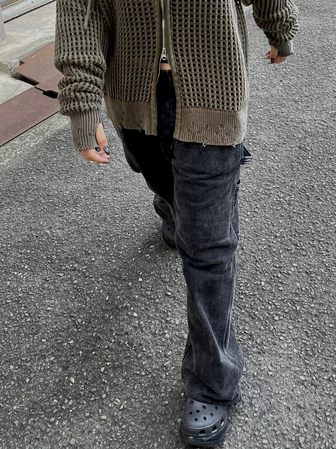 受注制【Chikashitsu +】set up pigment damage carpenter sweat pants