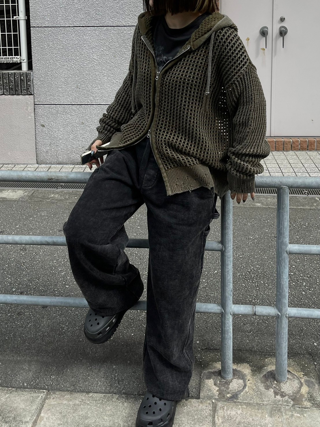 受注制【Chikashitsu +】set up pigment damage carpenter sweat pants