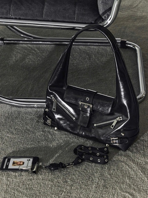 5/19再入荷【NOT KNOWING】Small Moto Hobo Bag (LEATHER) | OUR