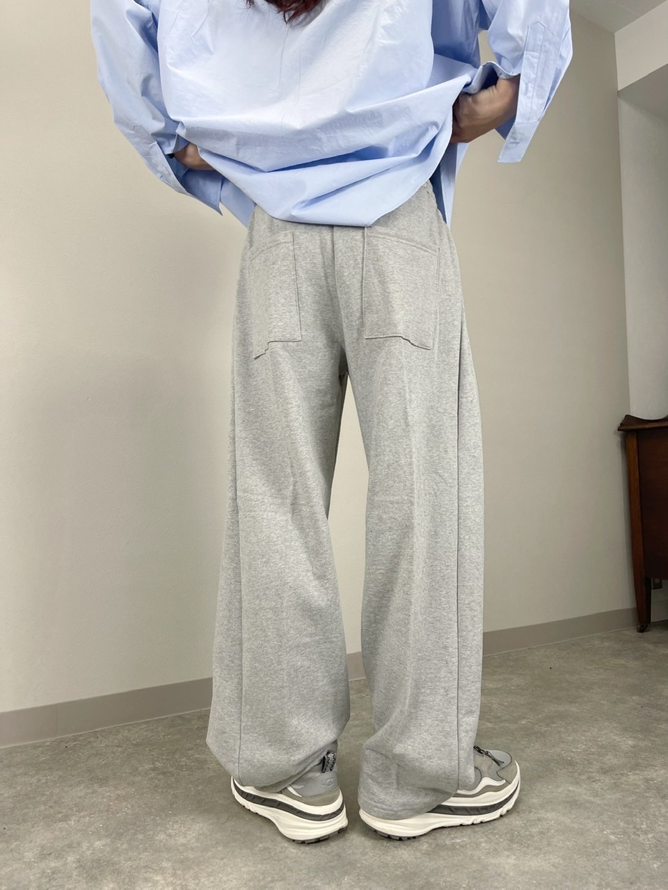 受注制【Chikashitsu +】snap button sweat pants (2color)