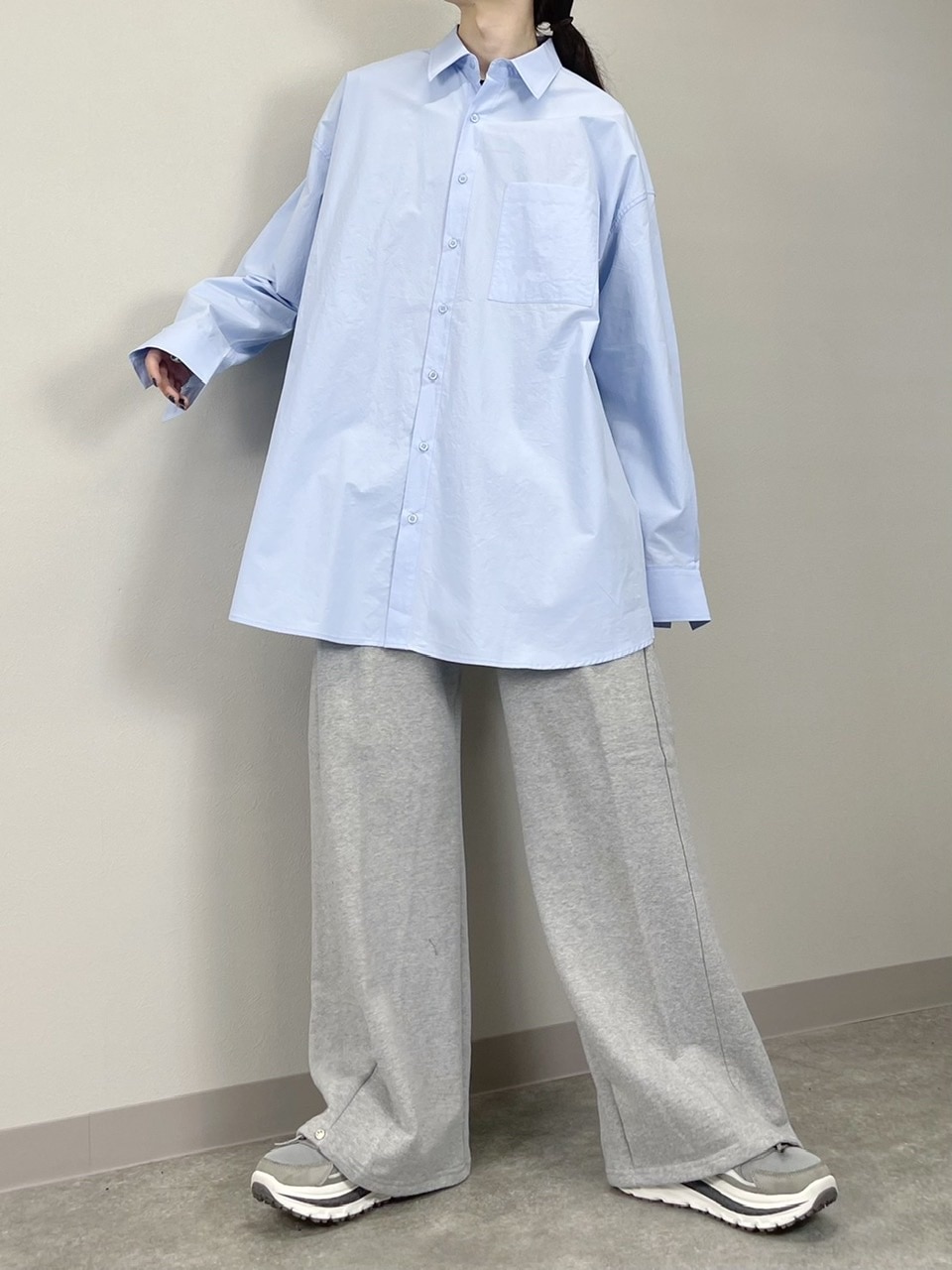 受注制【Chikashitsu +】snap button sweat pants (2color)