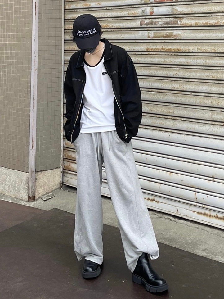 受注制【Chikashitsu +】snap button sweat pants (2color)