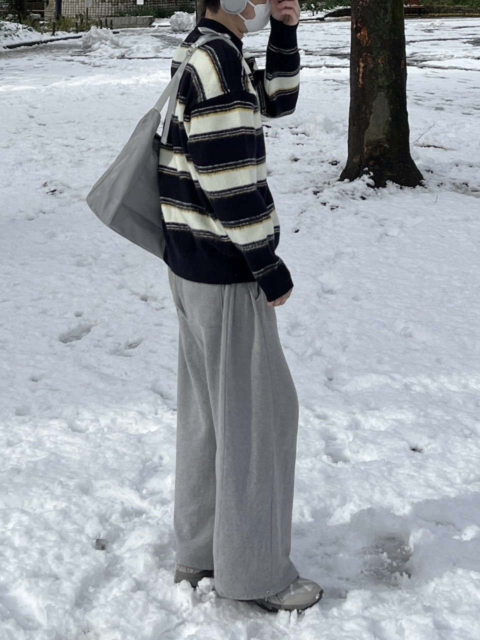 受注制【Chikashitsu +】snap button sweat pants (2color)