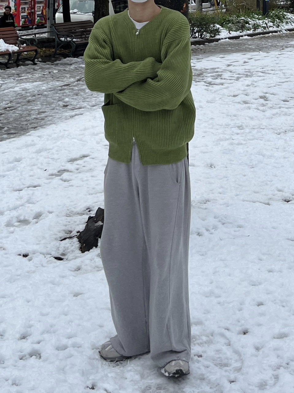 受注制【Chikashitsu +】snap button sweat pants (2color)