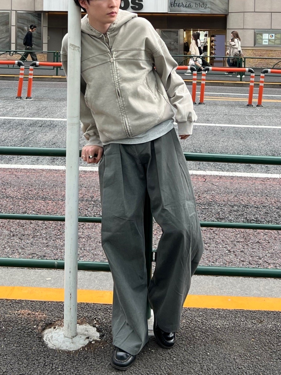 東京店WEB限定受注制【Chikashitsu +】deep tuck cotton wide slacks (3color)