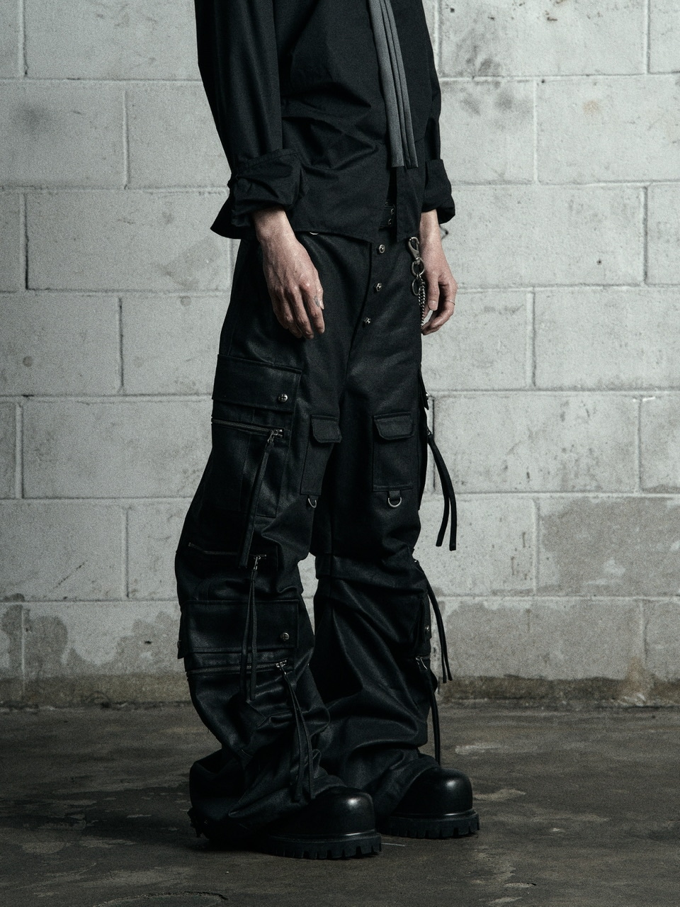 【Rosen Kreuz】LONG BELT FLARE CARGO PANTS Rosen kreuz カーゴ パンツ Y2K Rosen Kreuz】2WAY LONG BELT