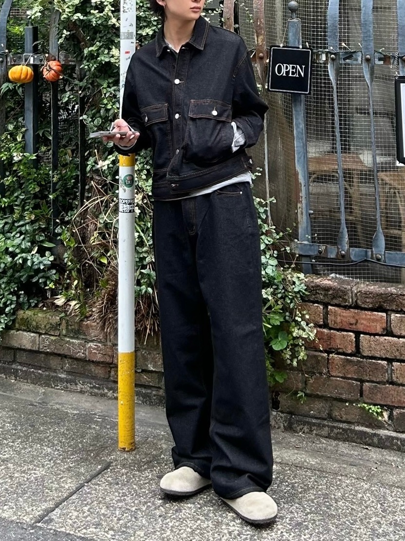 受注制【Chikashitsu +】semi wide rigid denim pants