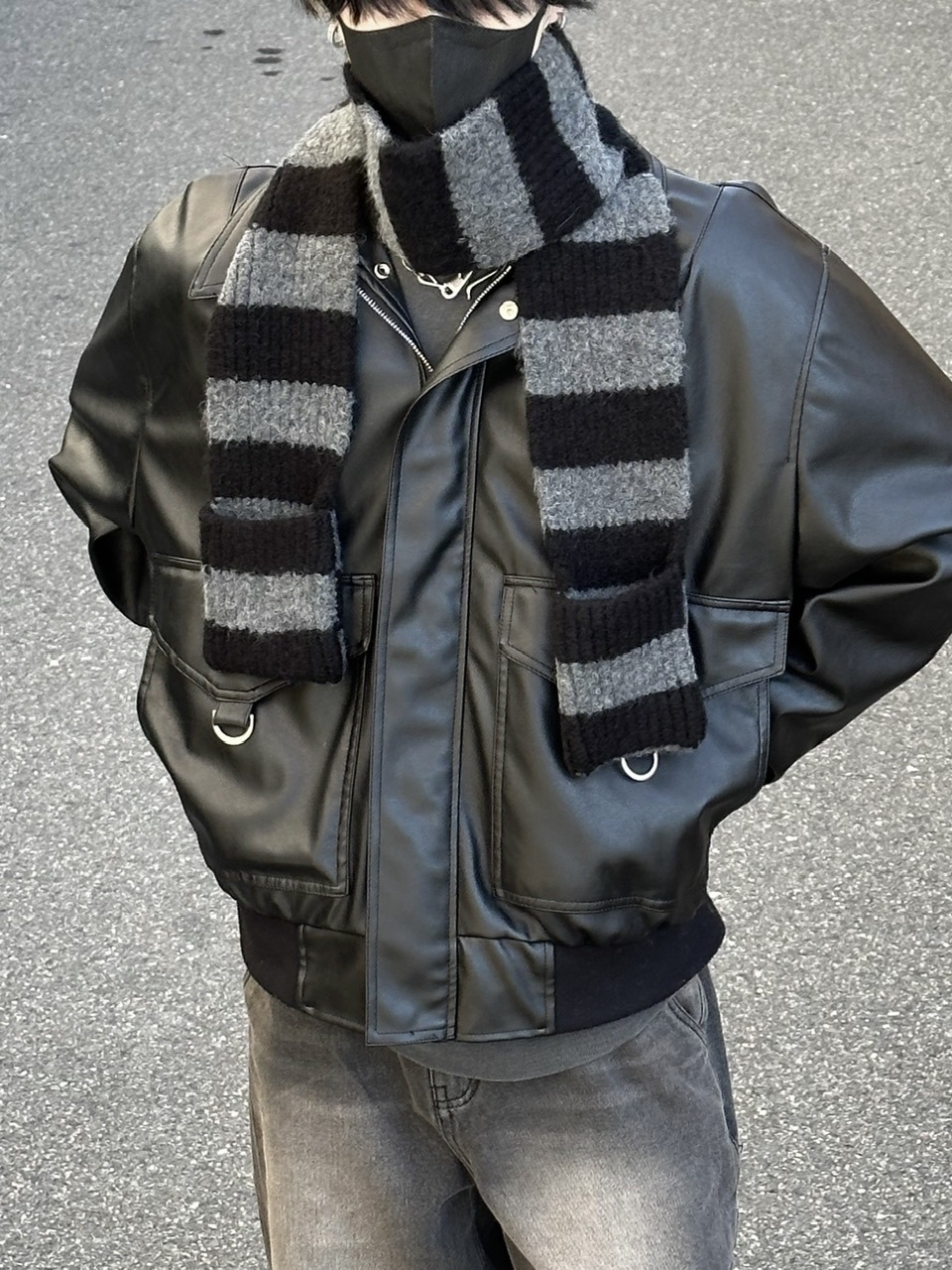 大阪店WEB限定【Chikashitsu +】border pocket muffler (2color)